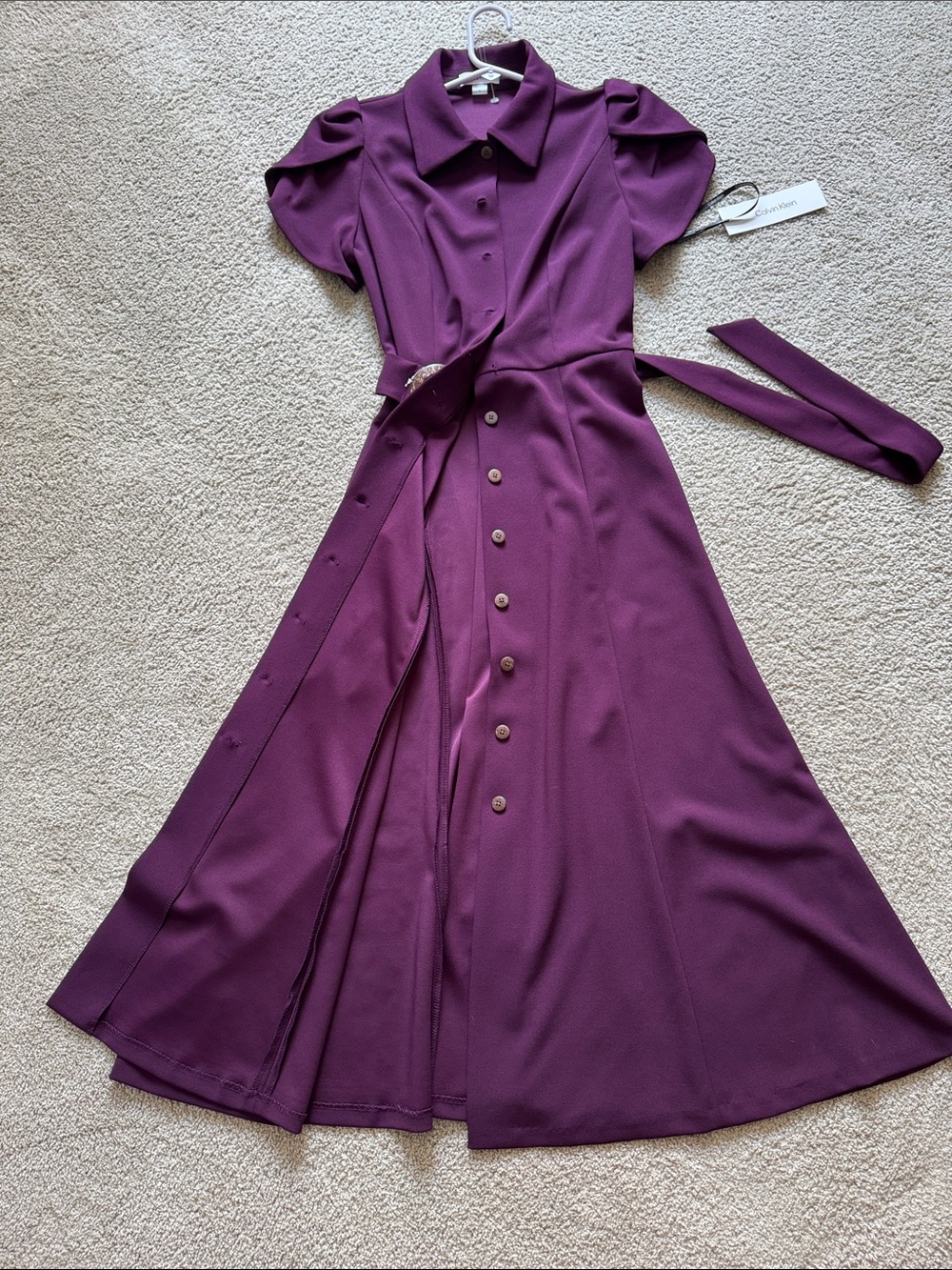 Button-Front Belted Dress